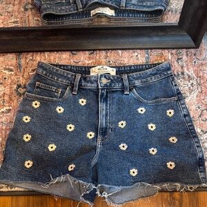 Hollister Blue Jean Shorts with Daisy Embroidery